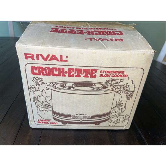 NIB New Vintage Rival Crock-Ette Stoneware Slow Cooker 1 Quart Almond Kitchen - Picture 3 of 9